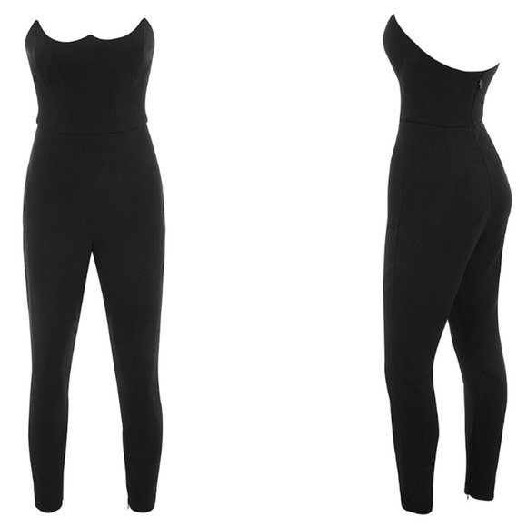 RARE HOUSE OF CB 'Milli' Black Crepe Corseted Jumpsuit NWOT - Picture 5 of 5